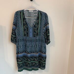 Gant Patterned Blue and Green Midi Dress